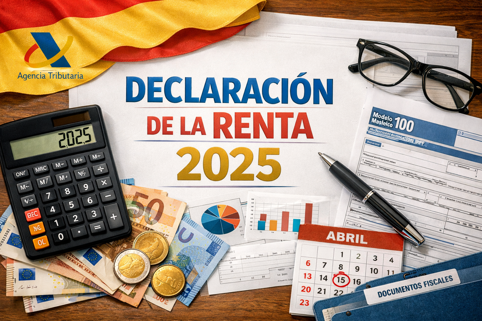 Cartel de campana de declaracion de la renta 2025 para particulares