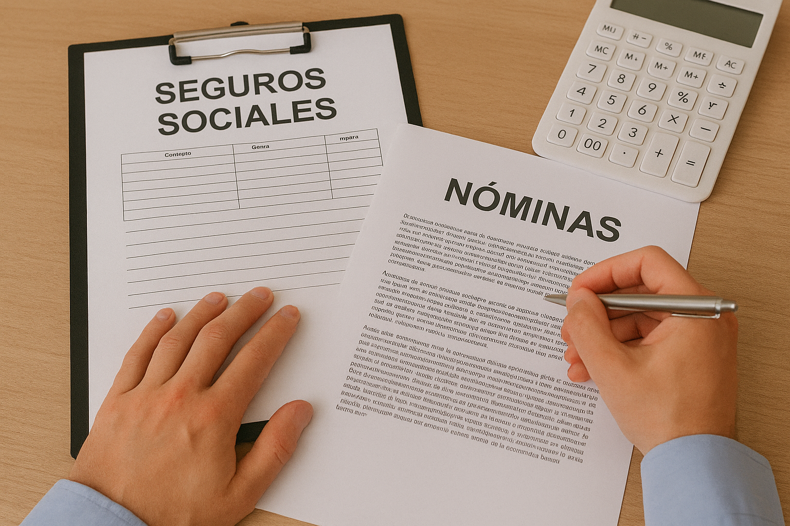 Equipo gestionando nóminas y seguros sociales